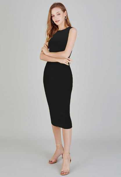 Toochki Dress For Women | Lycra Dresses | One Piece Dress | Black Midi Dress Dress For Women | Black Bodycon Dress For Women | C