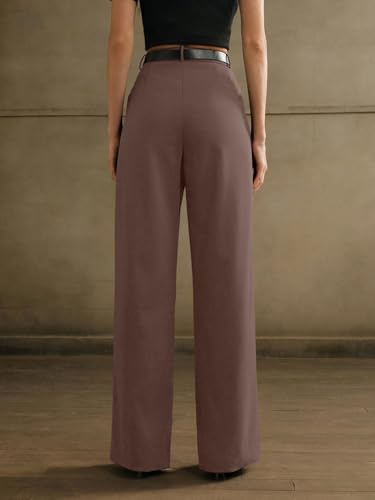 Greciilooks High Waist Cotton Trousers For Women  Flared Parachute Pants With Side Pockets | Casual Travel Cargo Pants Light Bro
