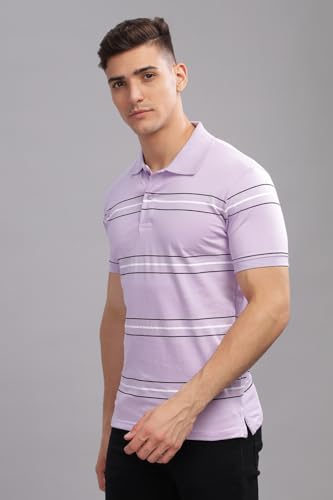 ADRO Men's Solid Regular Fit Polo Shirt (PNOP24-L1-PUGRWH_Lavender