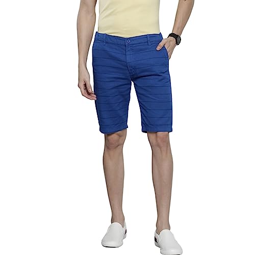 The Indian Garage Co Men Slim Fit Printed Mid-Rise Shorts Cobalt Blue