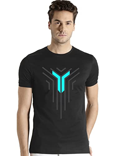 ADRO Graphic Printed Design Mens Cotton T-Shirts (R21-M-LNL-BL_Black_XL)