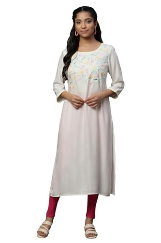 Aurelia Womens Viscose Regular Kurta (24FEA14781-607023_White