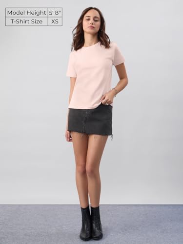 The Souled Store Casual Classics: Angel Dust Women and Girls Short Sleeves Round Neck Solid Cotton Regular Fit Lightweight Every
