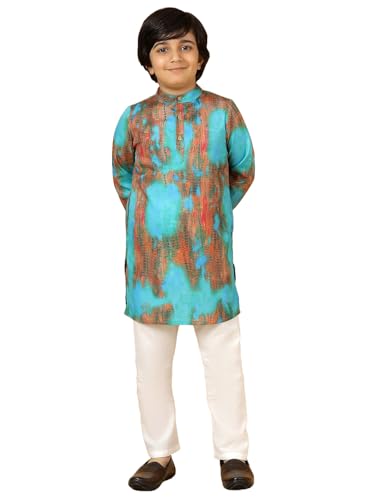 A.T.U.N. (ALL THINGS UBER NICE) Boys Blue Printed Kurta Pyjama Set
