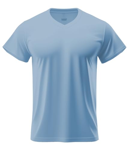 ADRO Mens V Neck T-Shirt|100% Combed Cotton T-Shirt|V-Neck Half Sleeve T-Shirt|VN24-M-PLN-SK-XL Sky Blue