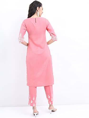 Ketch Polyester Womens Kurta With Palazzo (Khk3000563_Pink