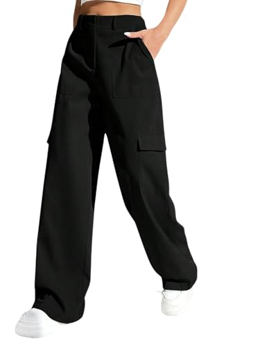 GRECIILOOKS Loose High-Waisted Pants | Korean Trousers for Women (GL-TR1043_Black