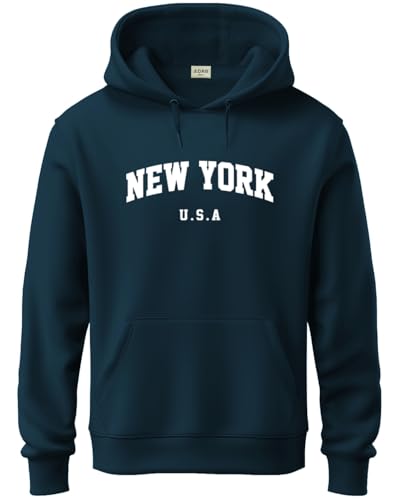 ADRO Men's Cotton Blend Neck Hooded Sweatshirt (H24-NEW-SB-S_Teal)