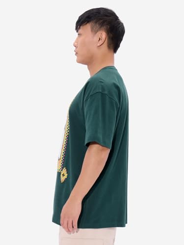The Souled Store Soul Spirit Men And Boys Short Sleeves Round Neck Green Puff Printed Cotton Oversized T-Shirts
