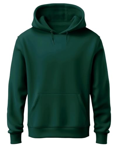 ADRO Men's Cotton Neck Hooded Sweatshirt (H24-PLN-GRN-M_Green)