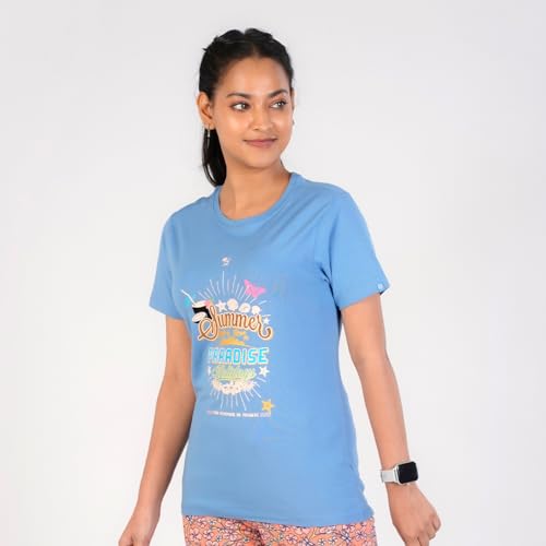Rupa Colors Playsure Printed Cotton Blended Round Neck Womens T-Shirt, Short-Sleeve, Pack of 1