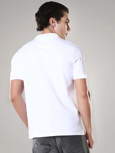 Noble Monk MenS Half Sleeve Polo Neck Water Repellent T-Shirt |Soft Cotton Casual Tee For Everyday Wear White