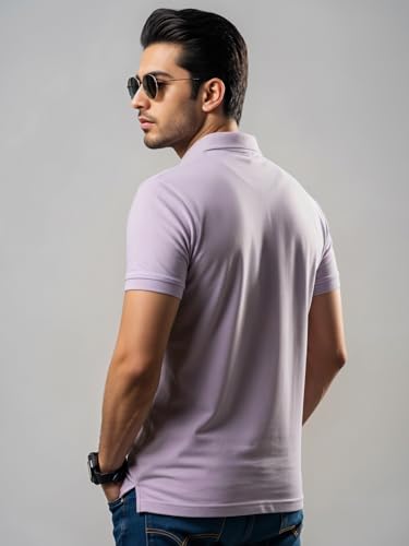 Mens Premium Cotton Polo T-Shirt | 220 GSM Soft Fabric | Casual Stylish Look | Contrast Collar Design Lavender Polo T Shirt | Po