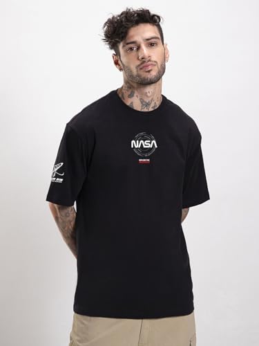 Bewakoof Official Nasa Merchandise MenS Graphic Print Oversized Fit Half Sleeve Round Neck Cotton T-Shirt