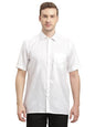 Turtle Men 100% Cotton Regular Fit White Dobby Print Half Sleeve Formal Shirt