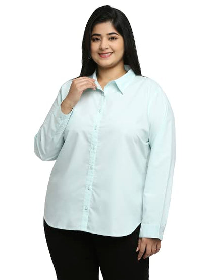 Style Quotient Women Blue Solid Plus Size Shirts