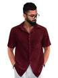 PinkMint Popcorn Shirt for Men ll Textured Shirts for Men ll Stylish Half Sleeve Shirt ll Goa Wear ll Regular Fit Shirt Marron