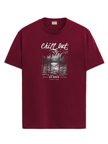 ADRO Mens Nature Graphic Tshirt - Premium Cotton T-Shirt with Stunning Nature Design - Best for Outdoor Enthusiasts Print Maroon