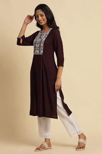 W for Woman Women's Viscose Solid Regular Kurta (24FESTW10951-603727)