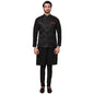 Kisah Men Kurta Jacket Set Blended Fabric, Rose Print, Full Sleaves, Knee Length, Straight, Regular Fit, Mandarin Collar Ethnic