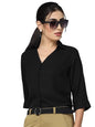 Style Quotient Women Nude Solid Polymoss Regular Formal Shirt