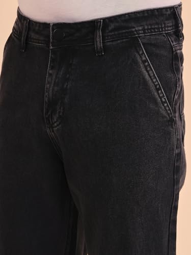 Style Quotient Men Relaxed Fit High Rise Cotton Jeans Black