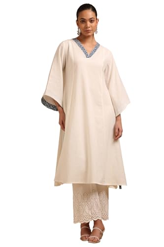 Soch WomenS Pure Cotton Solid Regular Kurta (Cws5Ku61399_Off White