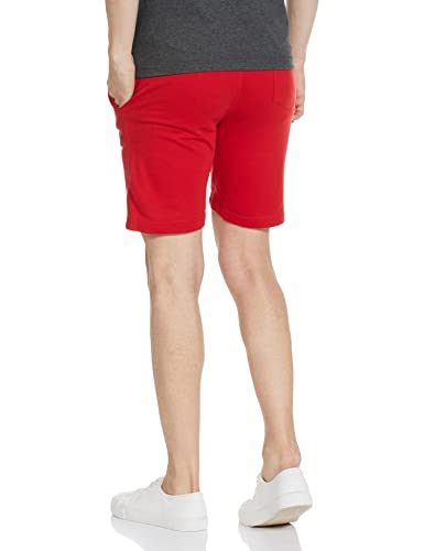 The Indian Garage Co Men Slim Fit Placement Print Mid-Rise Knitted Shorts Red