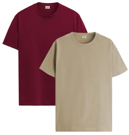 ADRO T Shirts Pack of 2 Mens Tshirts Cotton T Shirts for Men Tshirt T-Shirts Combo T Shirts Tshirts for Men Plain Solid Tshirts