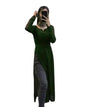 Trillmixa WomenS Georgette Nayra Cut Kurti With Notch Neck 3/4Th Sleeves Knee Length Solid Pattern A Line Style And Regular Fit