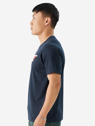 The Souled Store Official Top Gun: Logo Men And Boys Short Sleeve Round Neck Navy Graphic Printed Regular Fit Cotton T-Shirts