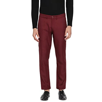 Fabindia MenS Regular Pants (210695502_Burgundy