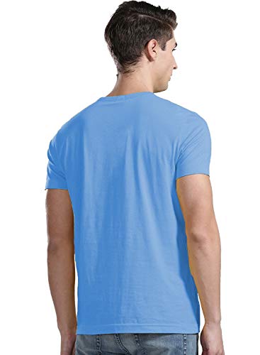 ADRO Men's USA American Flag Printed Cotton T-Shirts (RNR-M-NWW-SK_SkyBlue)