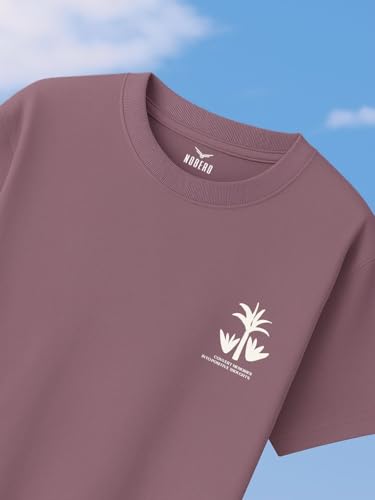 Nobero Men Cotton Graphic Print Oversized Fit T-Shirt (1M-Twrt-C0910-Og_Grape Nectar