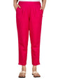 Digital Shopee Women Regular Fit Elastic Waist Full Length Cotton Formal Trouser For Casual Wear, Office Wear Pink