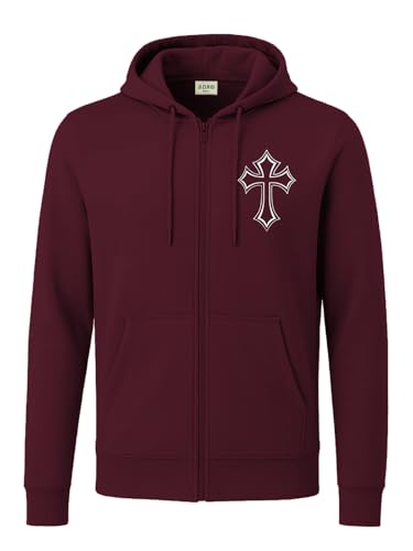 ADRO Mens Regular Fit Maroon Zip-Up Hoodie for Man | 320 GSM Cotton Poly Fleece Zipper Sweatshirt with Soft Fabric & Printed Hoo