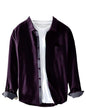 Pinkmint Men Cotton Soild Spread Collar Long Sleeve Shirt Formal Wear Purple