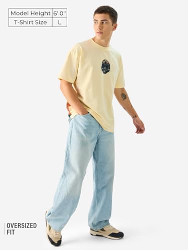 The Souled Store Official Top Gun: Jets Off White Graphic Printed Cotton Oversized T-Shirts For Men And Boys - Fly High With Sty