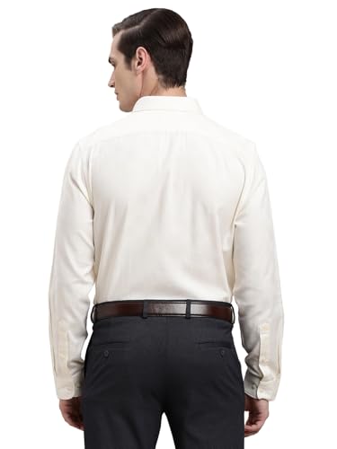 Turtle Men Cream Regular Fit Dobby Pure Cotton Formal Shirt