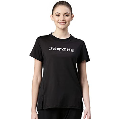 Enamor Womens Athleisure A306-Dry Fit with Antimicrobial & Sweat Wicking Crew Neck Short Sleeve Breathe Active Wear T-Shirt (A30