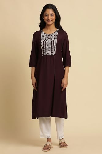W for Woman Women's Viscose Solid Regular Kurta (24FESTW10951-603727)