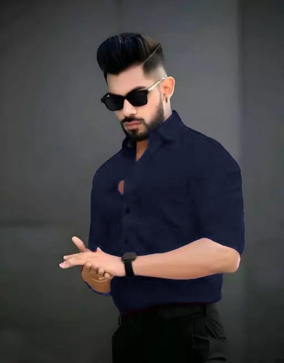 Pinkmint Cotton Blend Casual Shirt for Men Combo Shirt for Formal Wear, Regular Home Wear Dark Blue-Pink