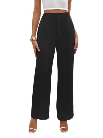 Fashion2Wear WomenS Laycra Straight Trouser With Solid Pattern Stretchable High Rise Regular Fit Classic Style And Standard Len