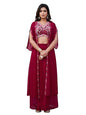 Womanista WomenS Georgette Solid Straight Crop Top With Skirt & Jacket (Kurtaset_1388_Fuschia