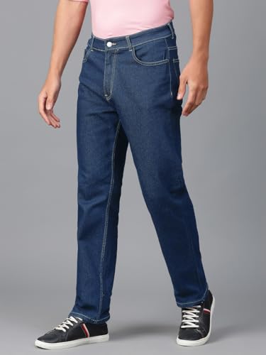 KOTTY Mens Solid Mid Rise Comfortable and Strechable Stylish Jeans(Blue,32)