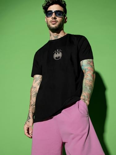 Bewakoof X Official Dc Comics Merchandise MenS The Dark Knight Graphic Printed Cotton T-Shirt - Regular Fit, Round Neck, Half S
