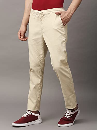 Thomas Scott MenS Solid Slim Fit Trouser Beige