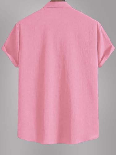 Pinkmint Mens Solid Classic Fit Shirt Pink