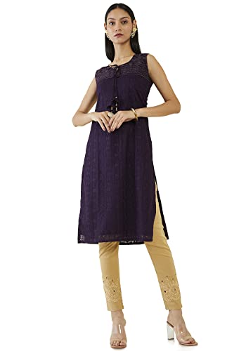 Soch Women Purple Georgette Embroidered Kurta