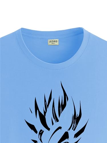 ADRO Men's Solid Regular Fit T-Shirt (RN24-GOK-SK_Sky Blue